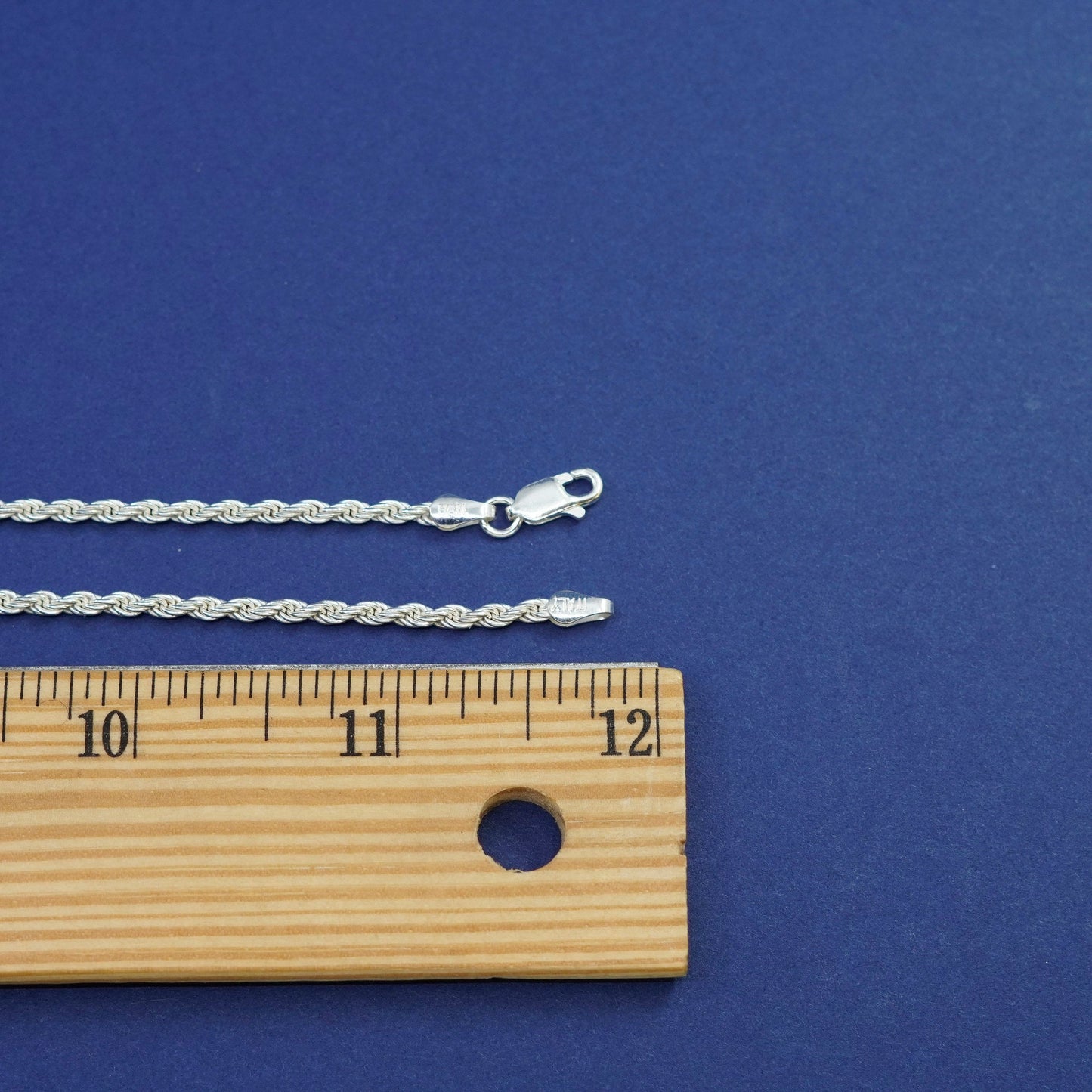 24”, 3mm, vintage milor italy sterling silver necklace, bold 925 rope chain
