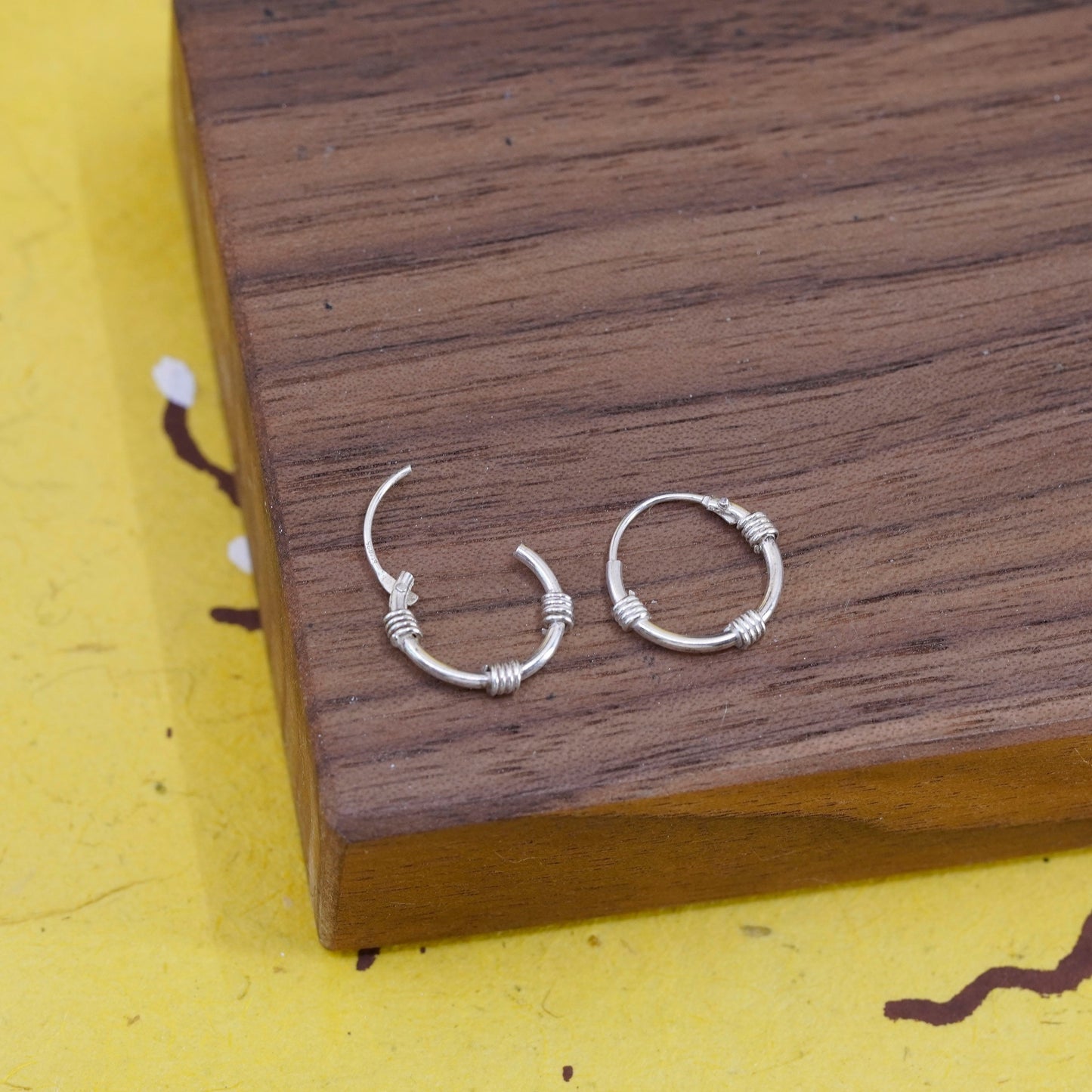 0.5”, Vintage Sterling 925 silver handmade earrings, 925 hoops