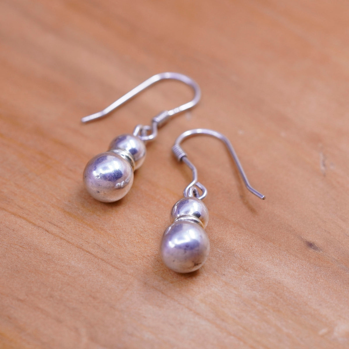 Vintage Sterling silver handmade earrings, 925 beads drops