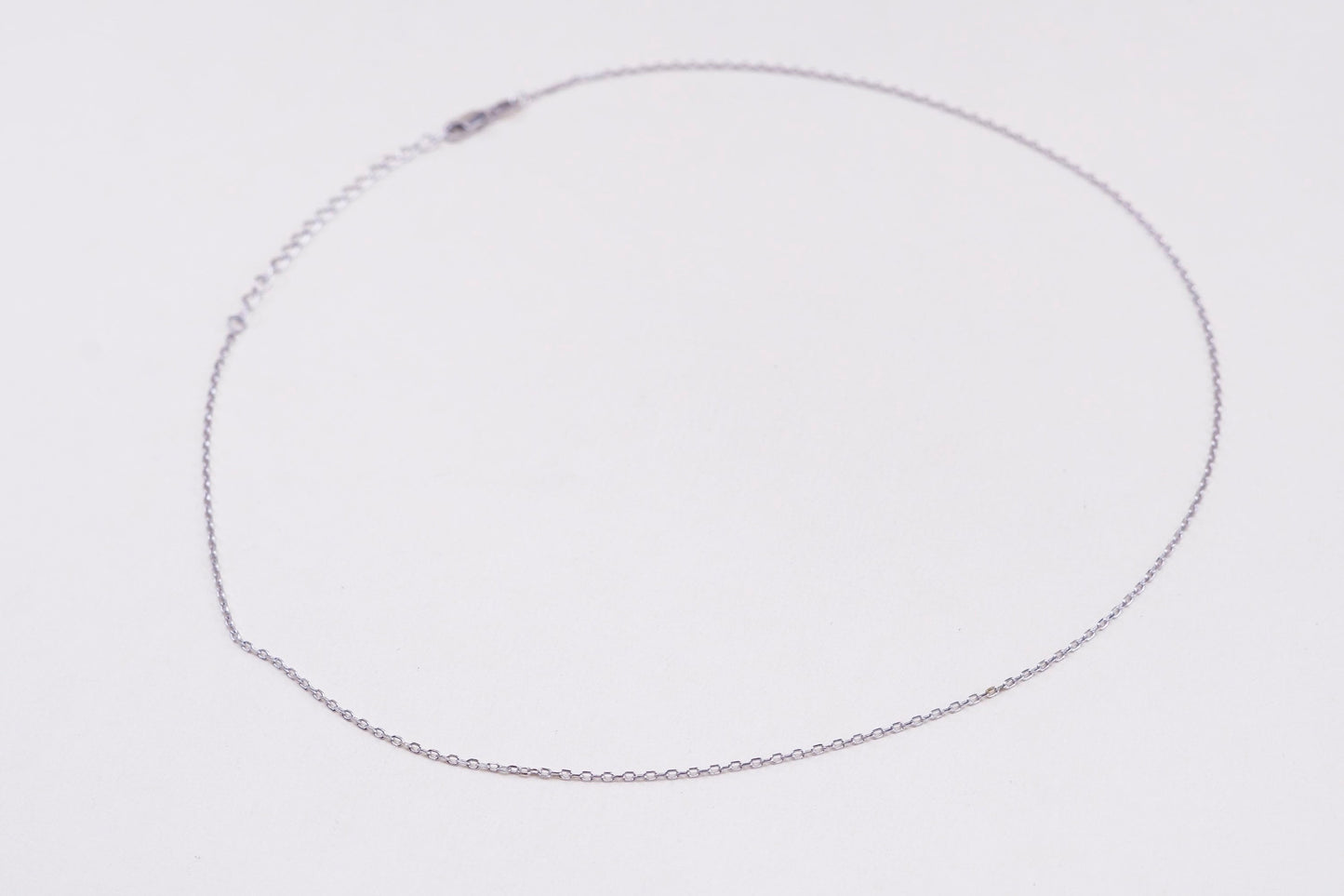 16+2”, 1mm, Vintage sterling silver flatten circle chain, Italy 925 necklace