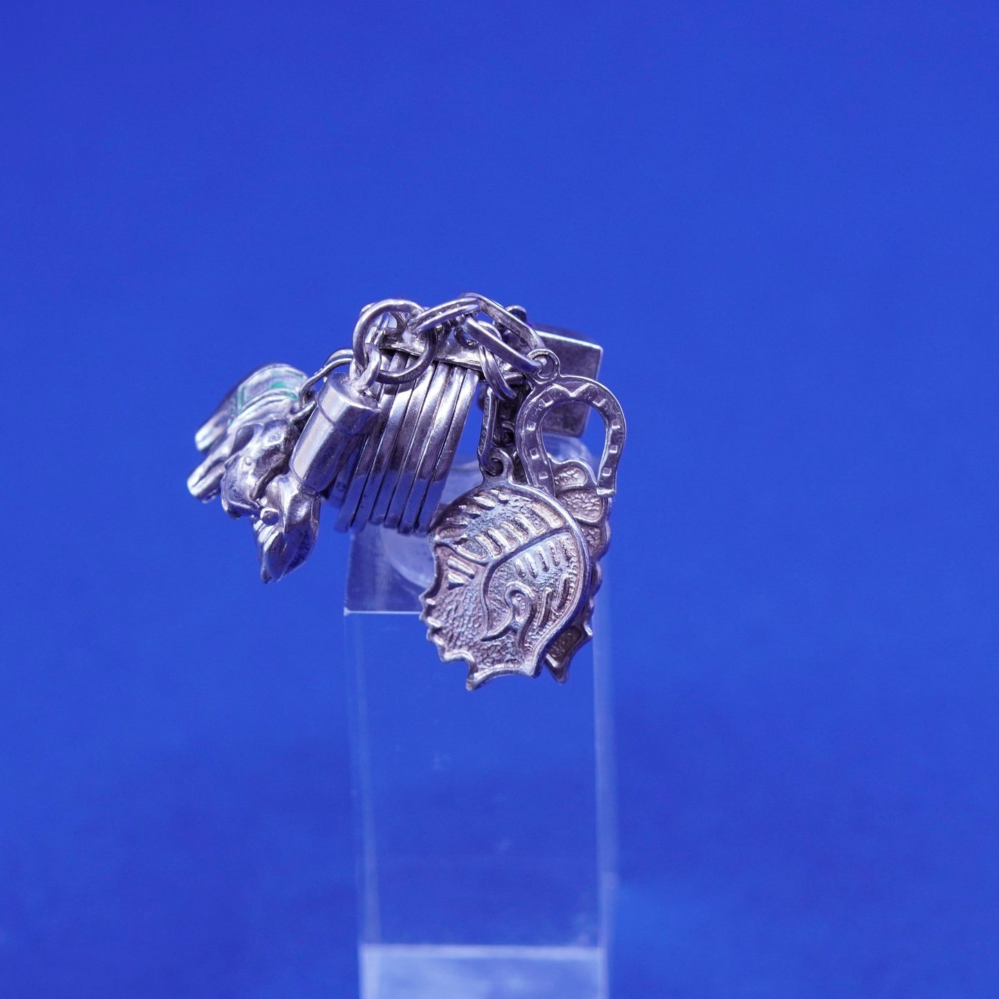 Size 3.5, Sterling 925 silver handmade ring boy dice elephant girl hand charm