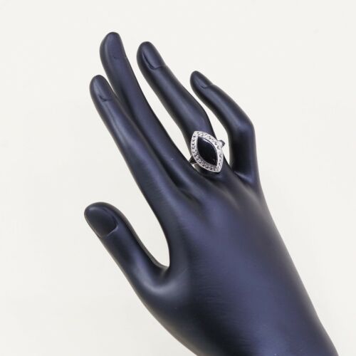 Sz 6.5, Vtg theda Sterling Silver Handmade Ring, 925 Band W Obsidian N marcasite