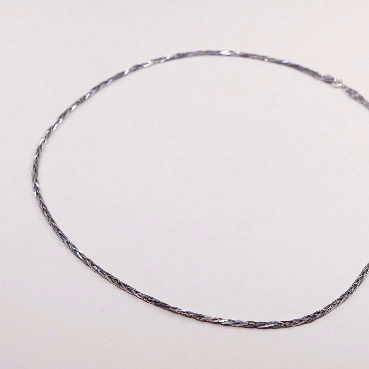 22”,vtg mexico sterling silver Italy necklace, 925 woven braided chain
