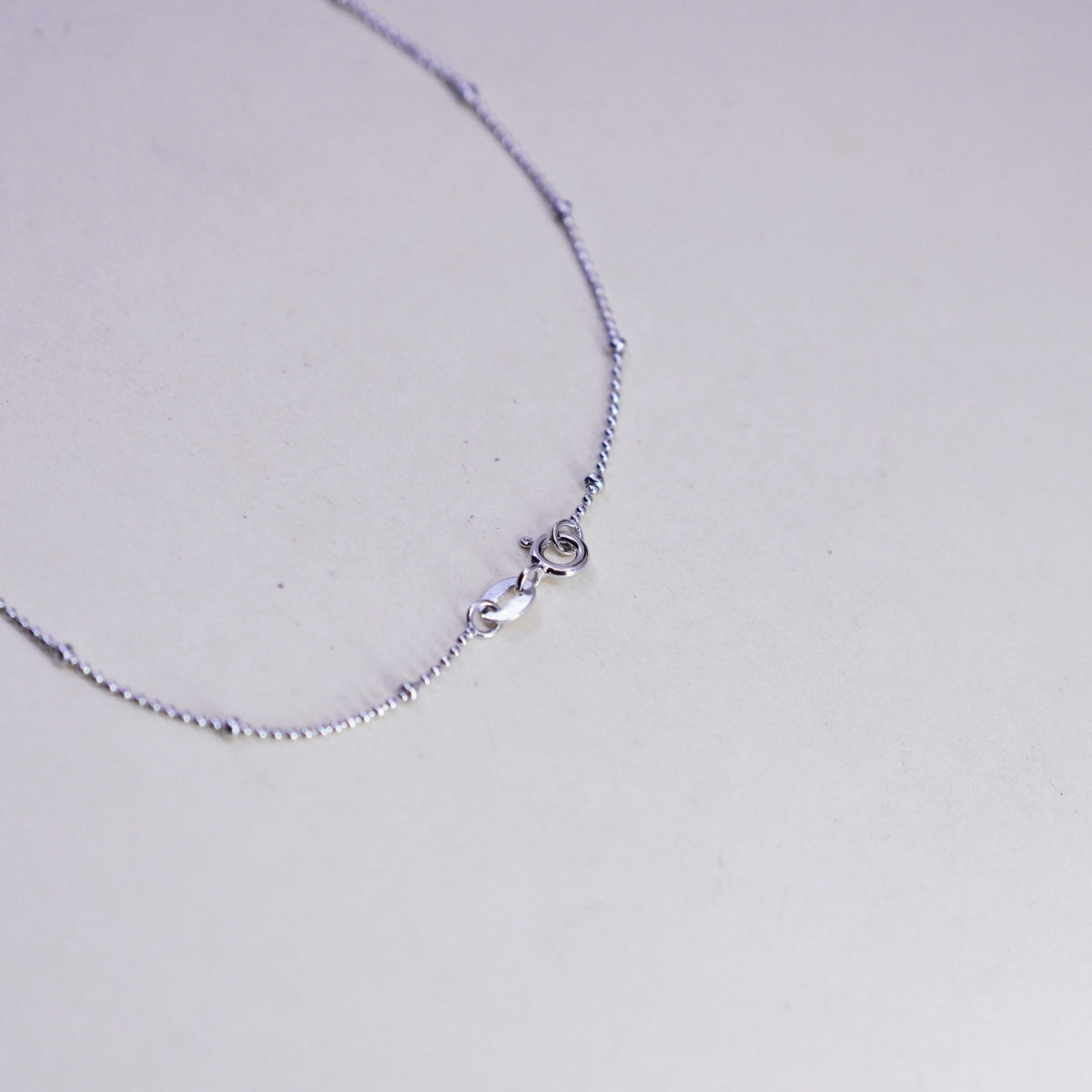 18”, 1mm, Vintage sterling silver necklace, Italy 925 curb chain with beads