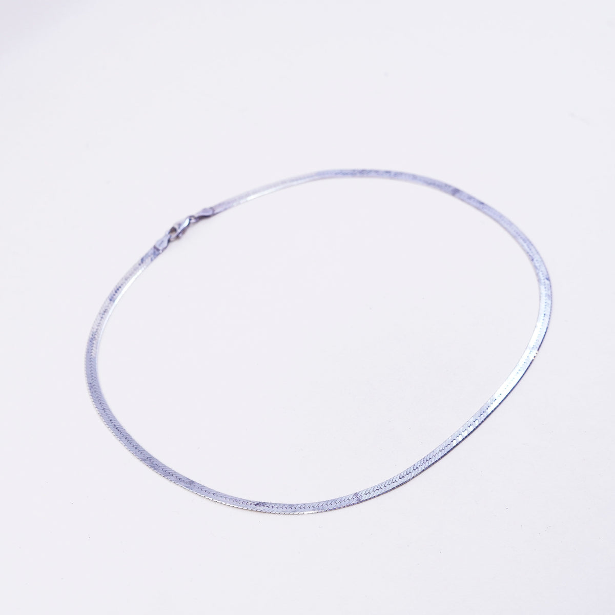 18” 4mm, Vintage Italy sterling silver necklace, bold 925 herringbone chain