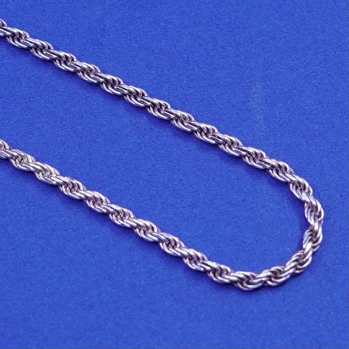 30”, 2mm, vintage JKJ Sterling silver handmade necklace, 925 rope chain