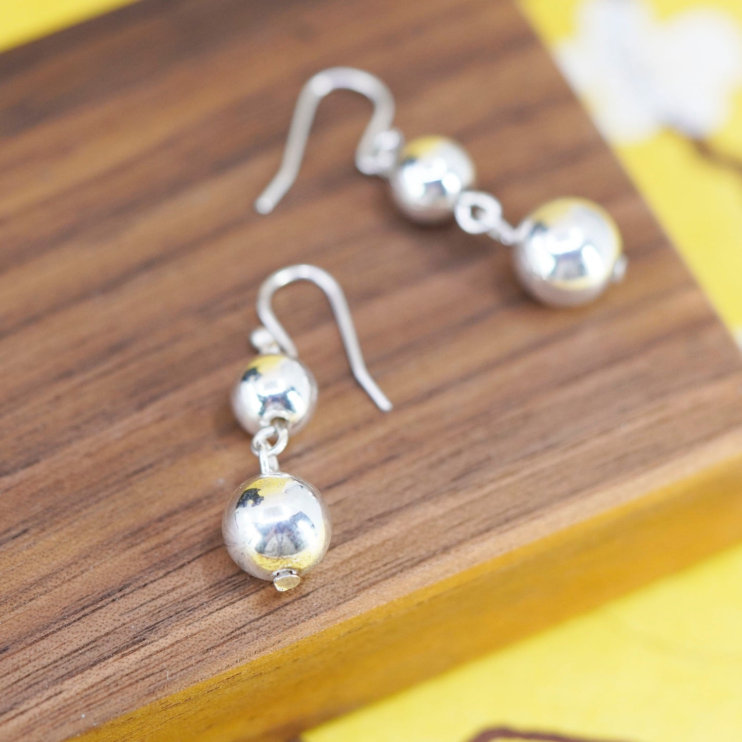 Vintage Sterling silver handmade earrings, 925 beads drops