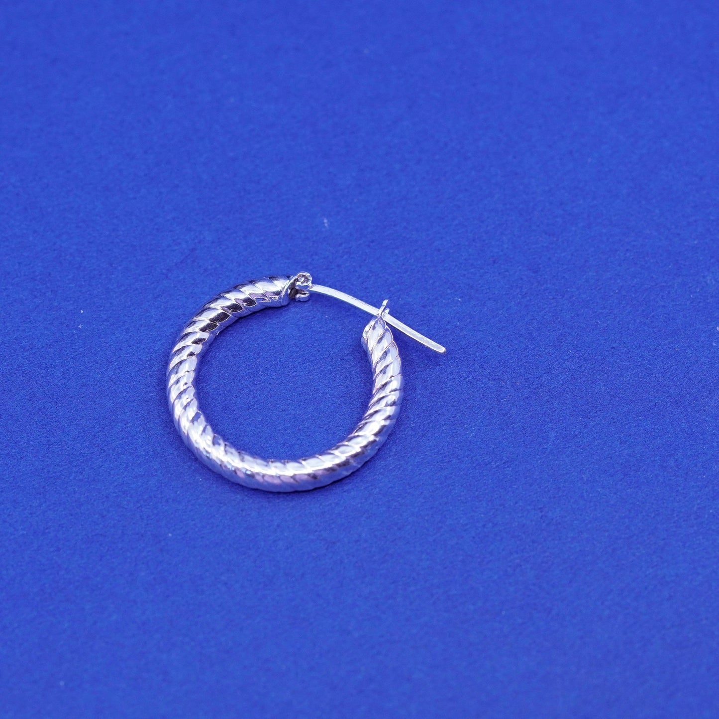 0.75”, vintage Sterling silver handmade earrings, textured 925 hoops, huggie