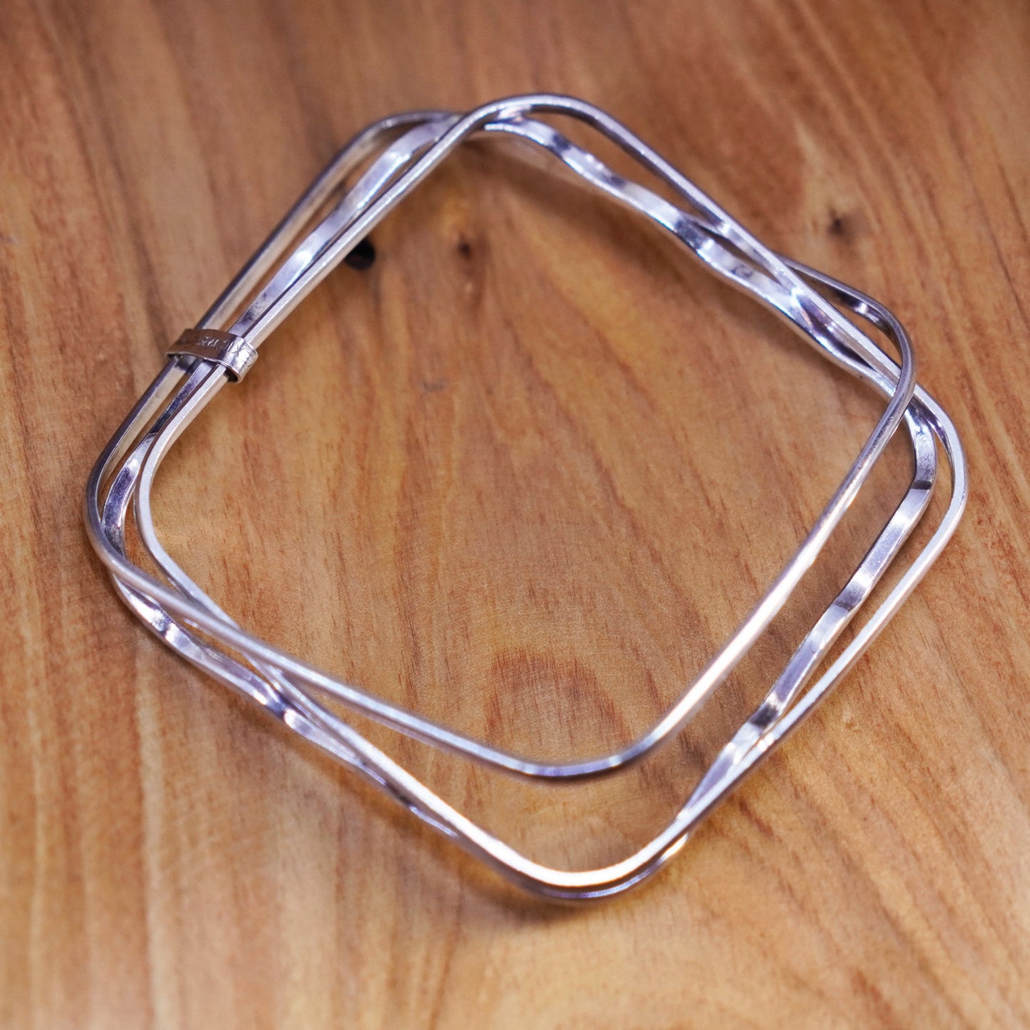 7.75”, Native American Sterling silver bracelet, multi square 925 bangle