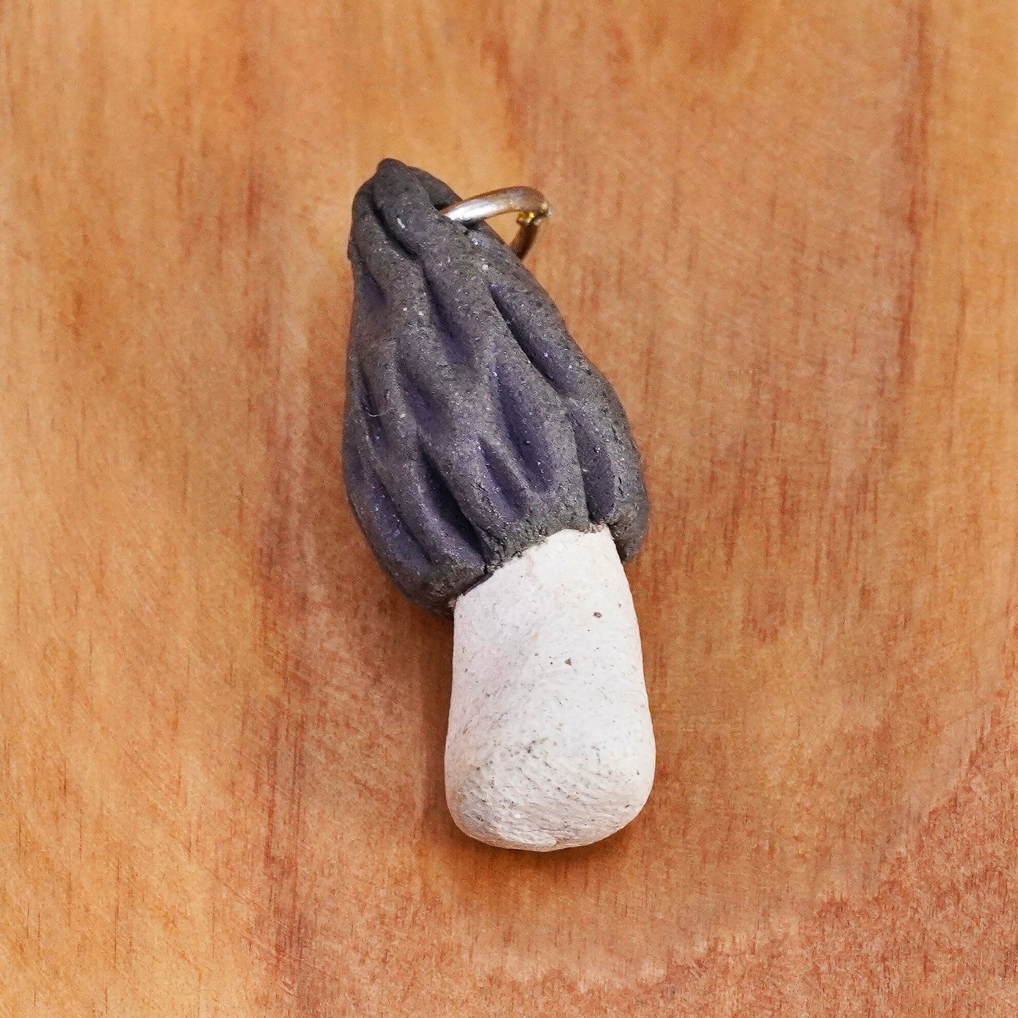 Vintage Sterling silver handmade clay mushroom charm, 925 pendant