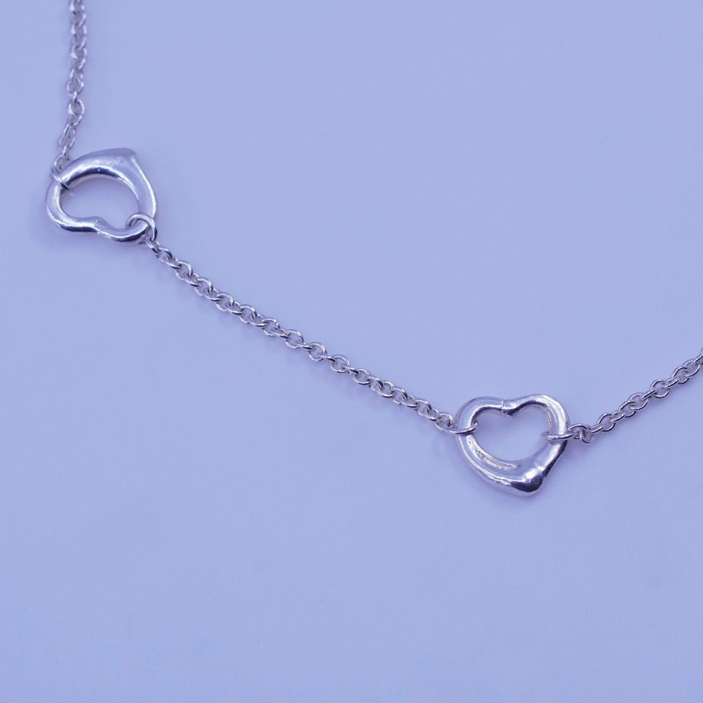 10”, Sterling 925 silver handmade bracelet, circle chain anklet heart charm