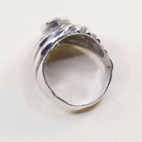 Sz 8.75, Sterling Ring, 925 Silver Statement Ring W/ teardrop CZ, Silver Tested