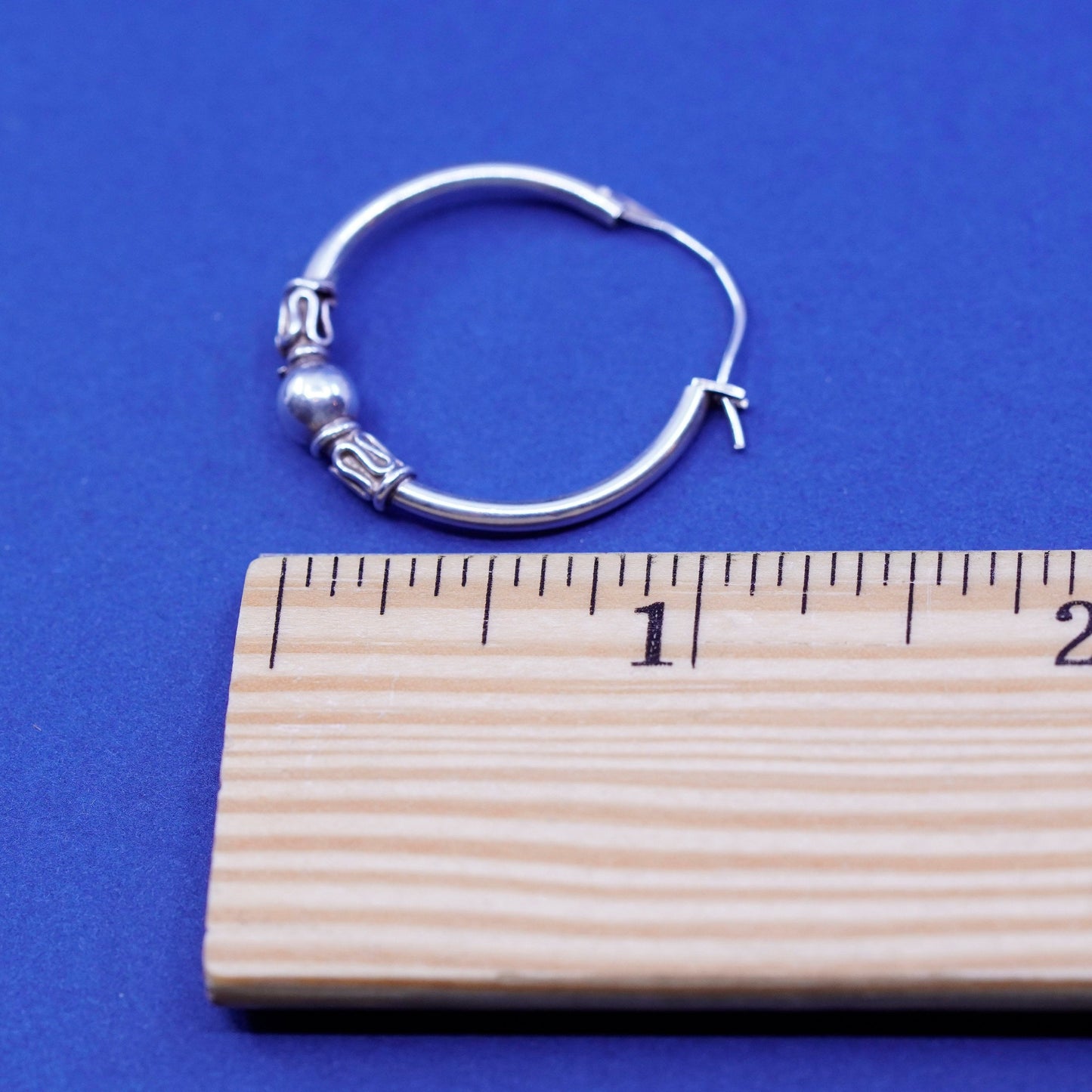 1”, vintage Sterling silver handmade hoop earrings, 925 huggie