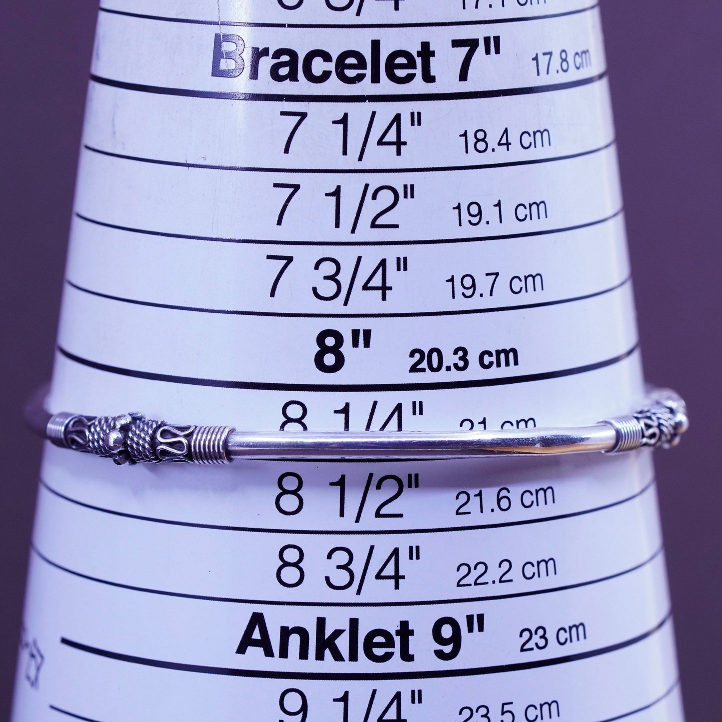 8.25”, Vintage mexico Sterling silver handmade bracelet, Bali 925 bangle