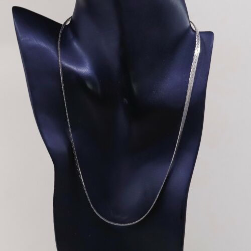 20” 6mm, Vtg 925 Sterling Silver Herringbone chain necklace, Stamped 925