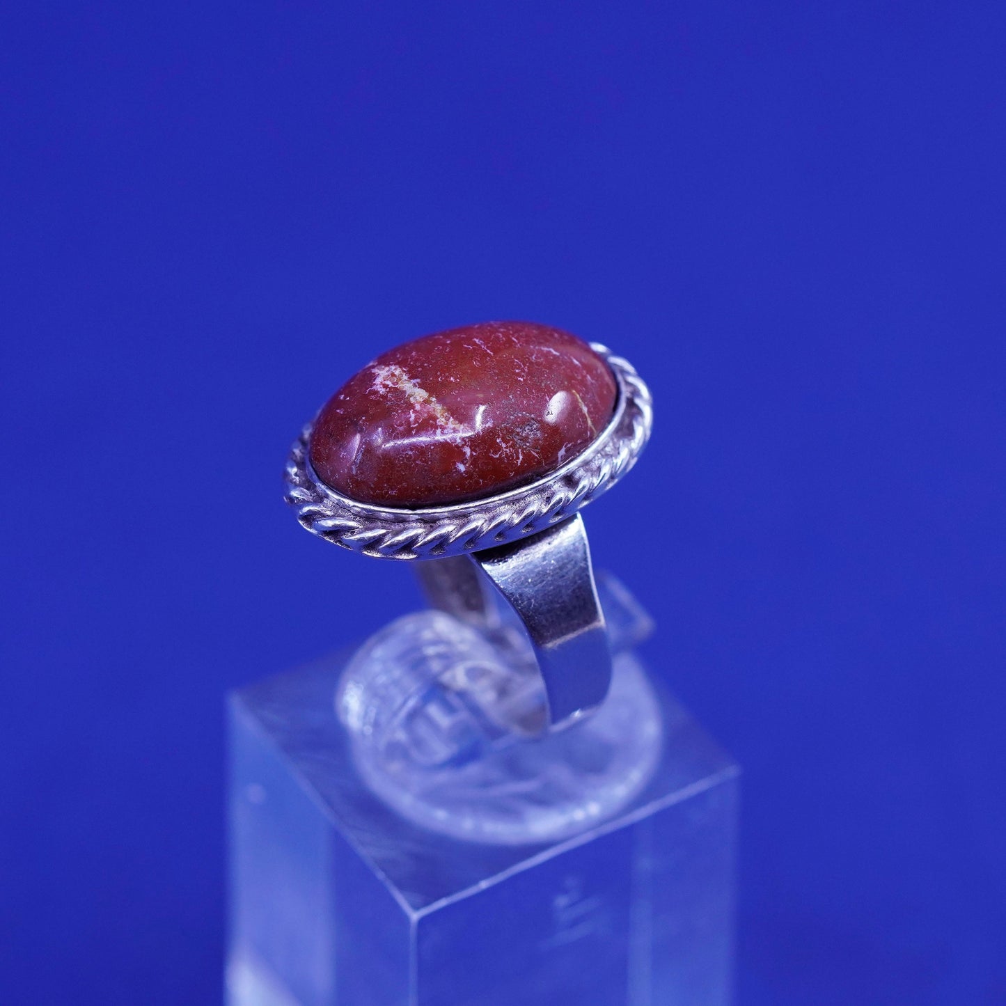 Size 4.5, vintage Sterling 925 silver handmade ring with jasper, southwestern