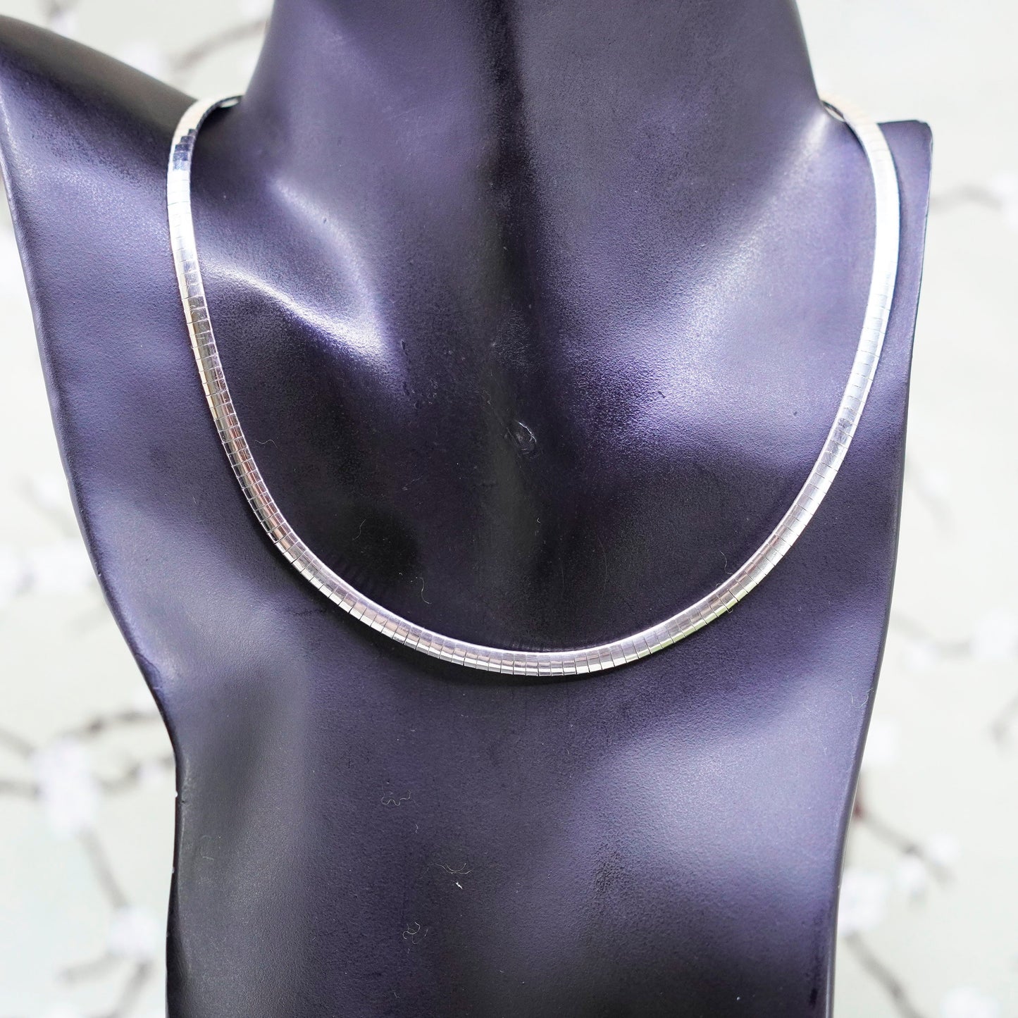 16”, 4mm, Vintage Italian sterling silver omega chain, bold 925 necklace