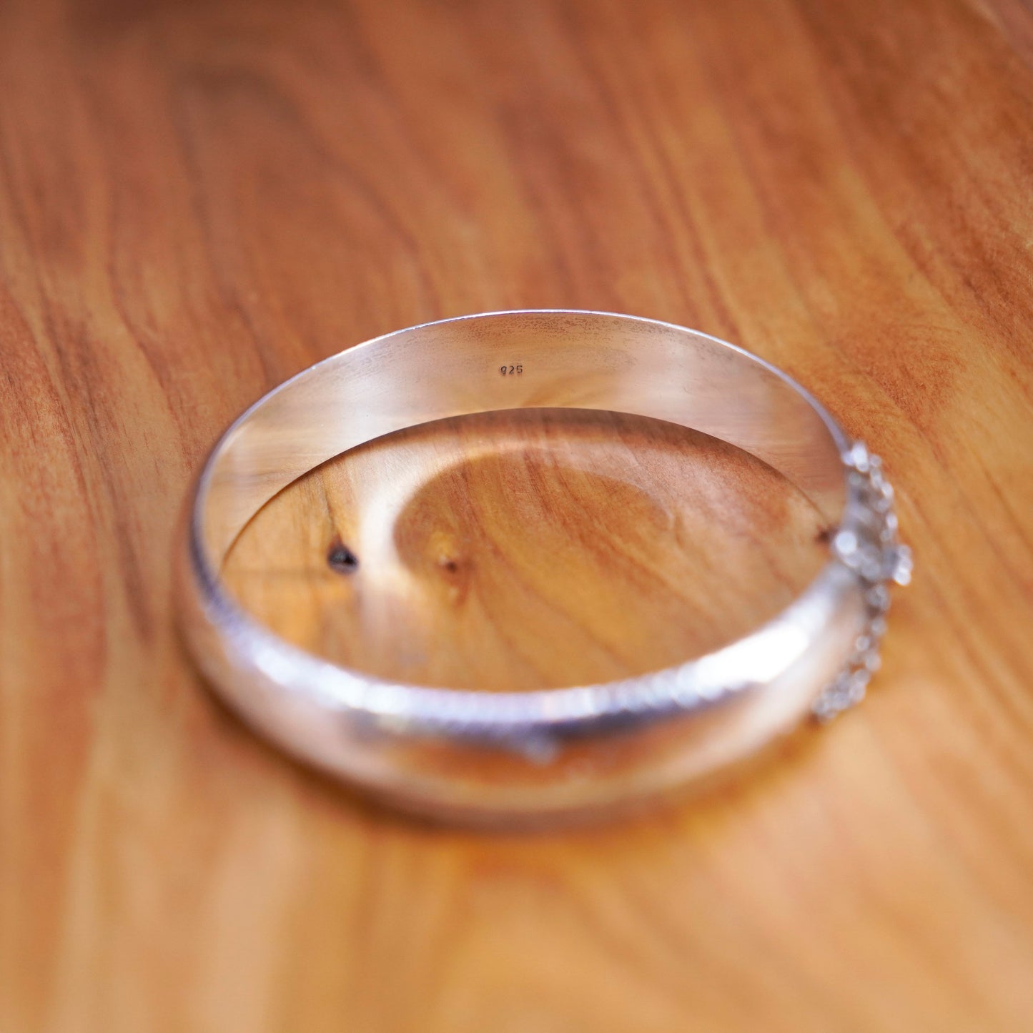 7.25”, Vintage Sterling silver handmade bracelet, 925 wide hinged bangle