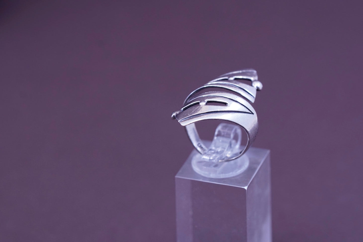 sz 8, mexico Taxco Sterling 925 silver handmade ring, EDP 925 modern wrap band