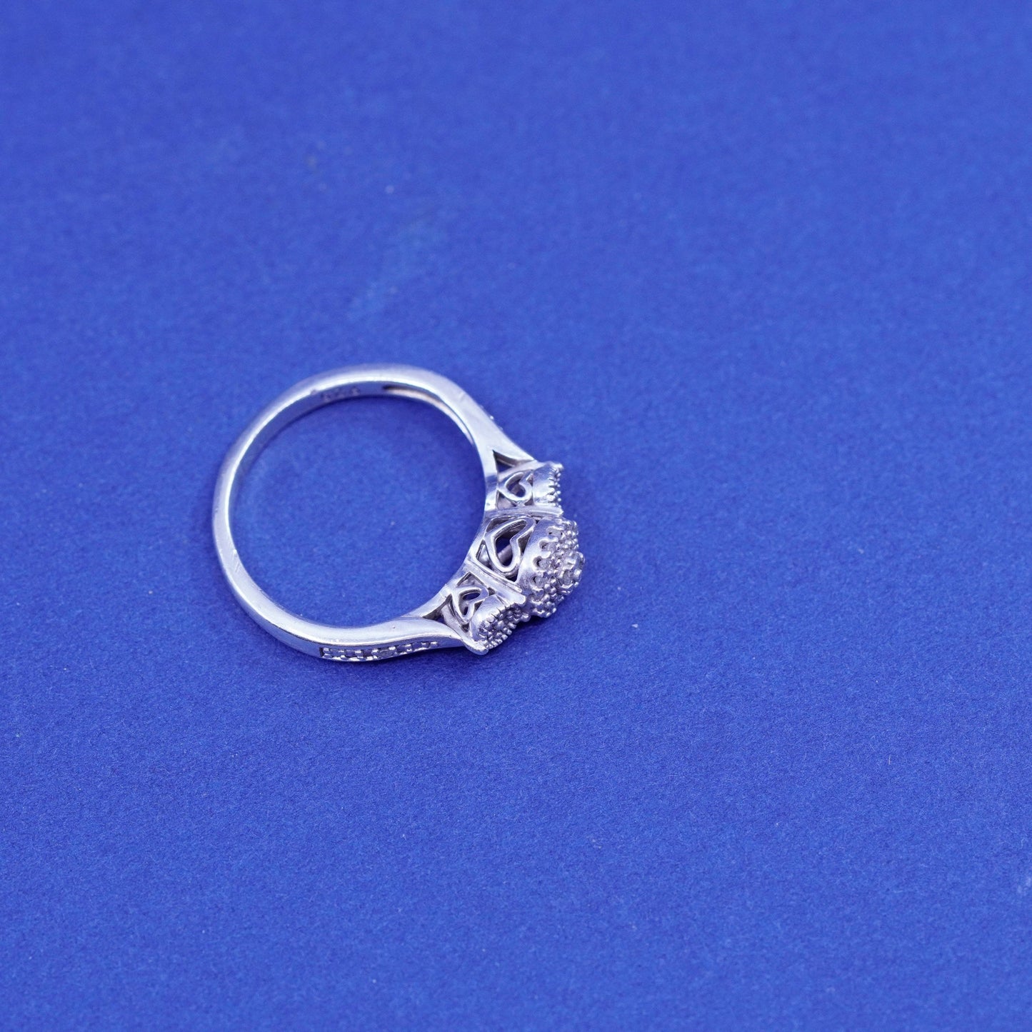 Size 5, vintage Sterling 925 silver handmade ring with genuine diamond