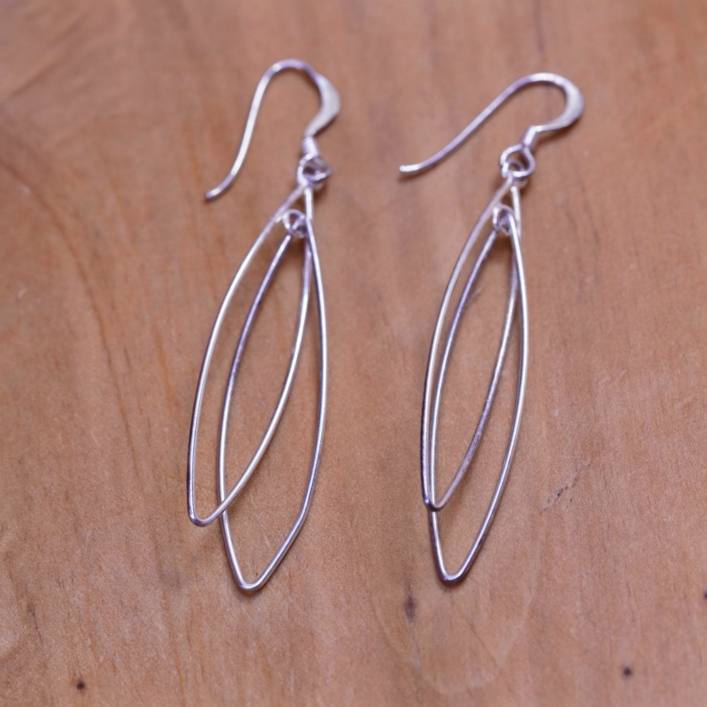 Vintage Sterling silver handmade earrings, modern 925 dangle