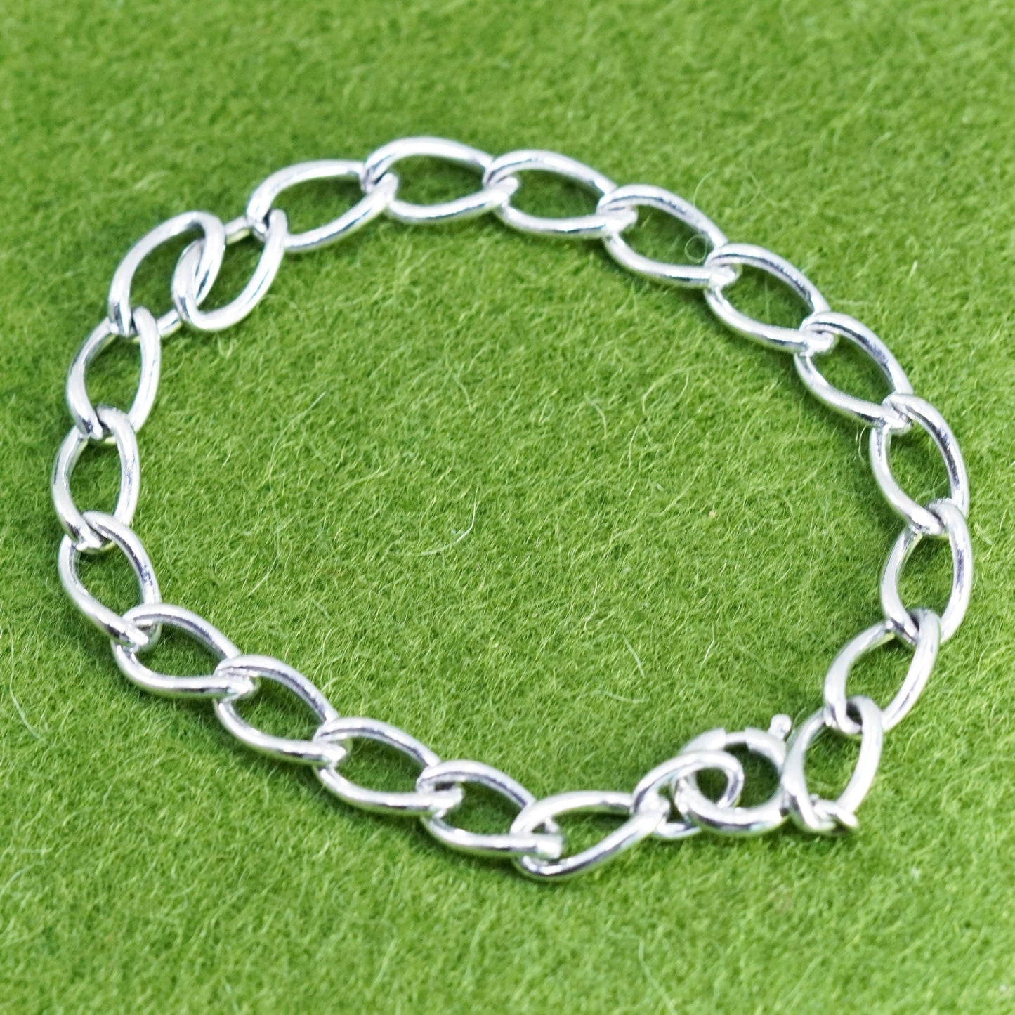 6.5”, 7mm, Vintage sterling 925 silver twisted curb bracelet