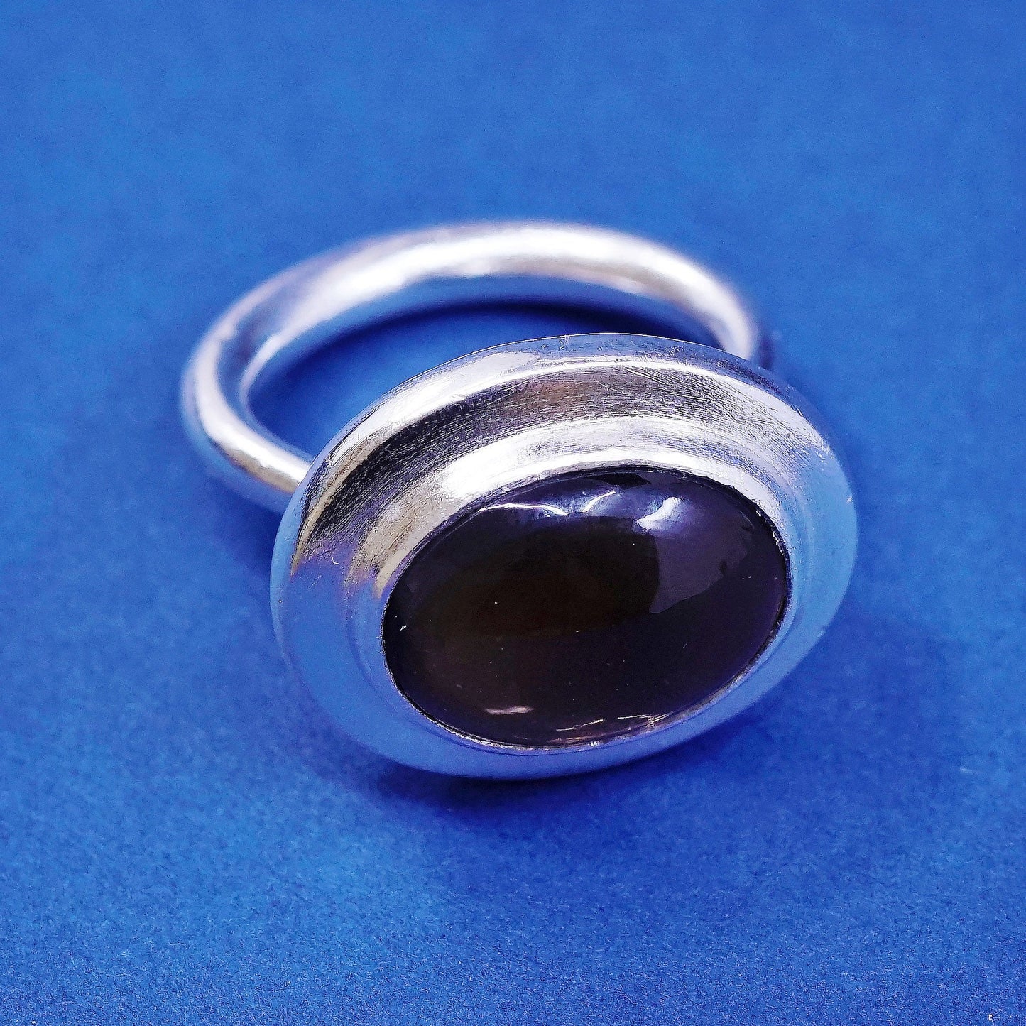 sz 7, vtg Sterling silver handmade ring, 925 w/ golden tiger eye