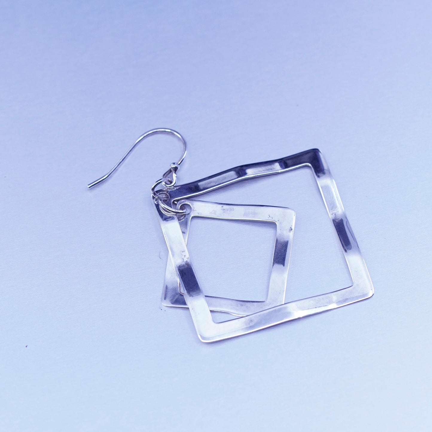 Vintage Sterling 925 silver handmade square earrings
