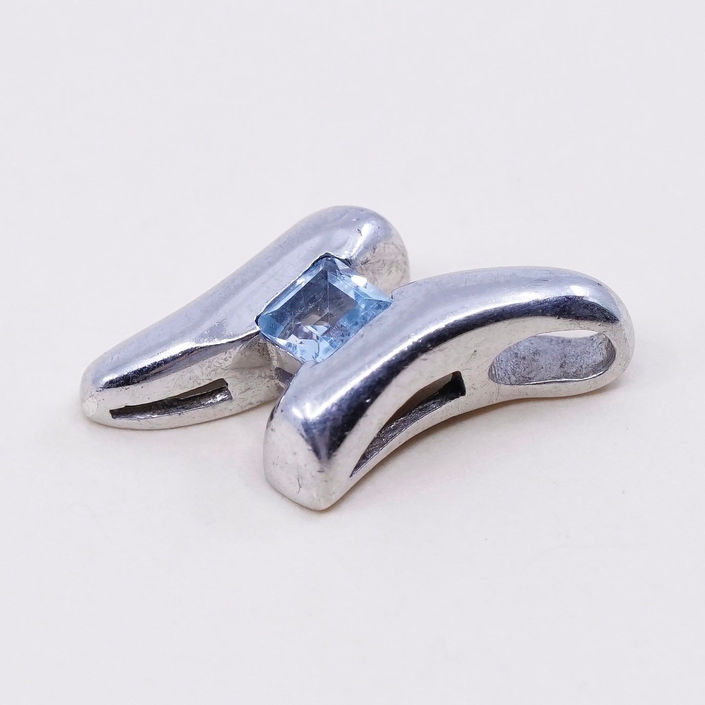 vintage sterling 925 silver handmade pendant with topaz, stamped 925