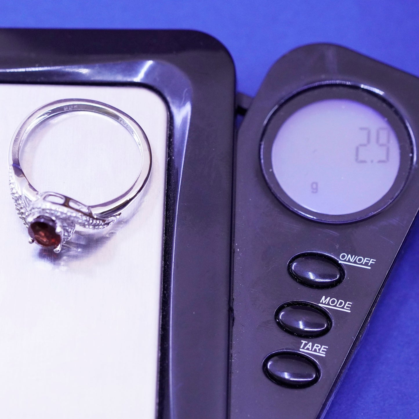 Size 8.25, vintage Sterling 925 silver handmade statement ring w/ heart diamond