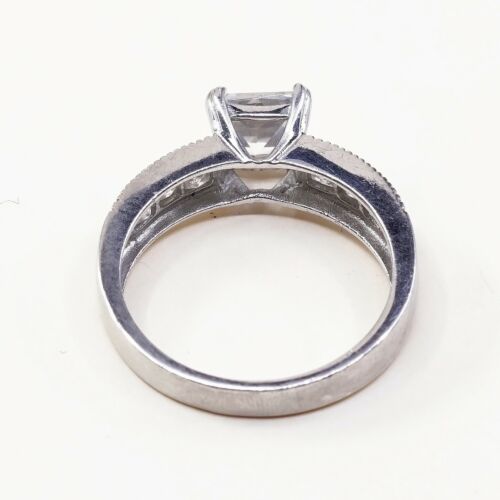 Sz 9.75, Vtg Sterling Silver Fashion Ring, 925 Silver Engagement Ring W/ Cz