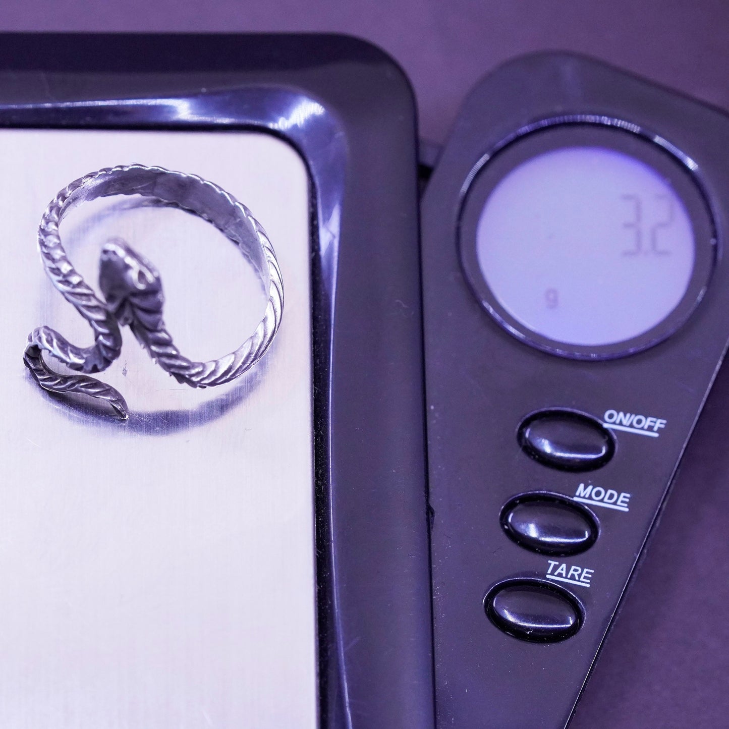 Size 8.5, vintage Sterling silver handmade ring, 925 snake band