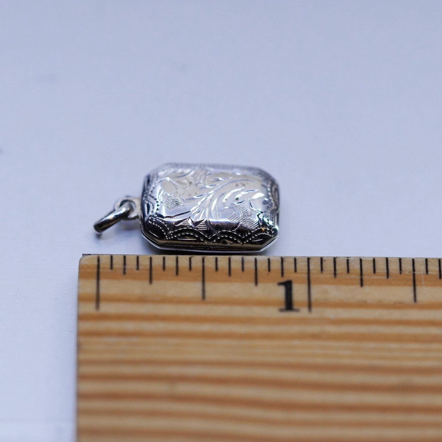 Vintage Sterling silver charm, textured 925 two photos locket