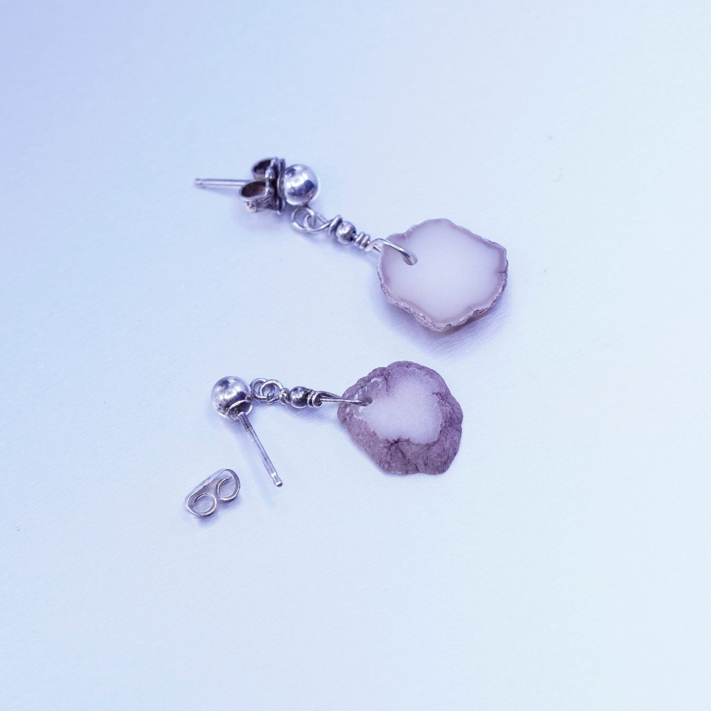 Vintage Sterling 925 silver earrings with agate
