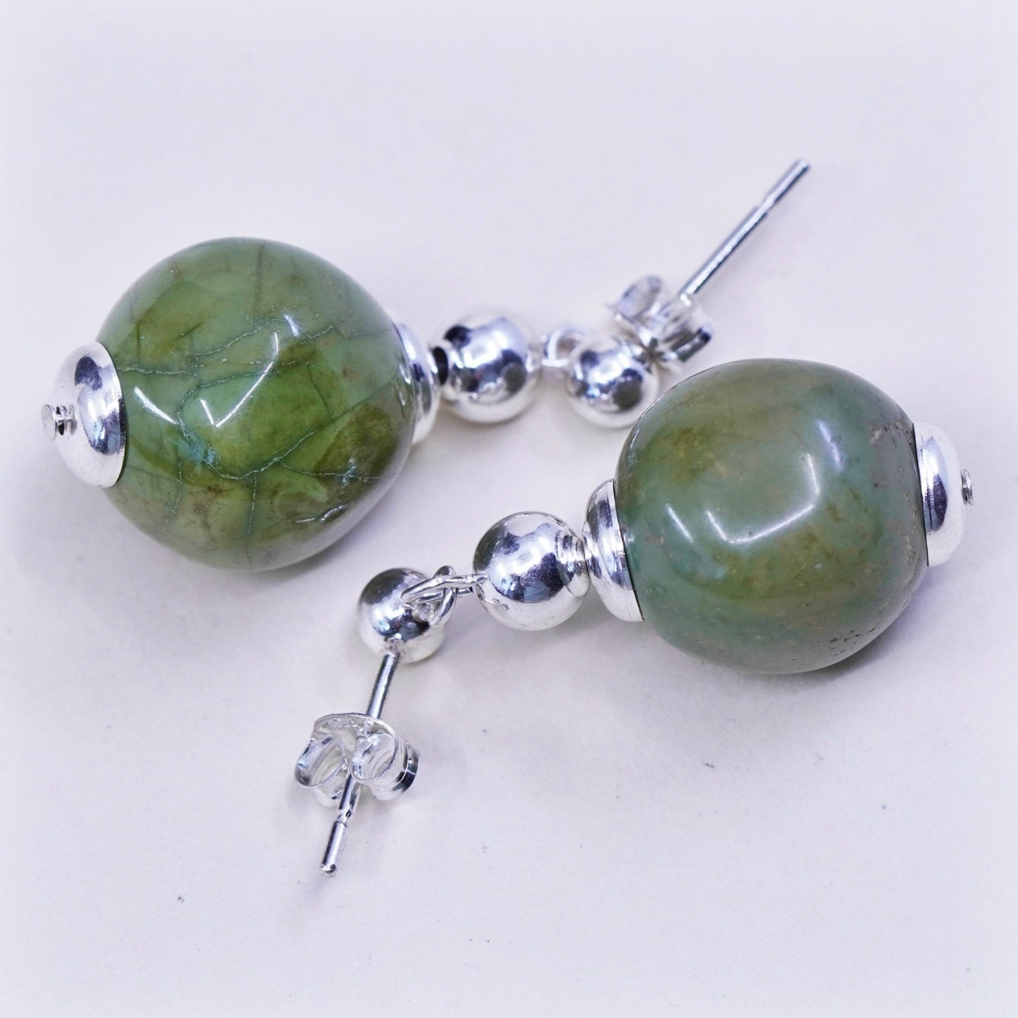 Vintage Sterling 925 silver handmade earrings with turquoise bead