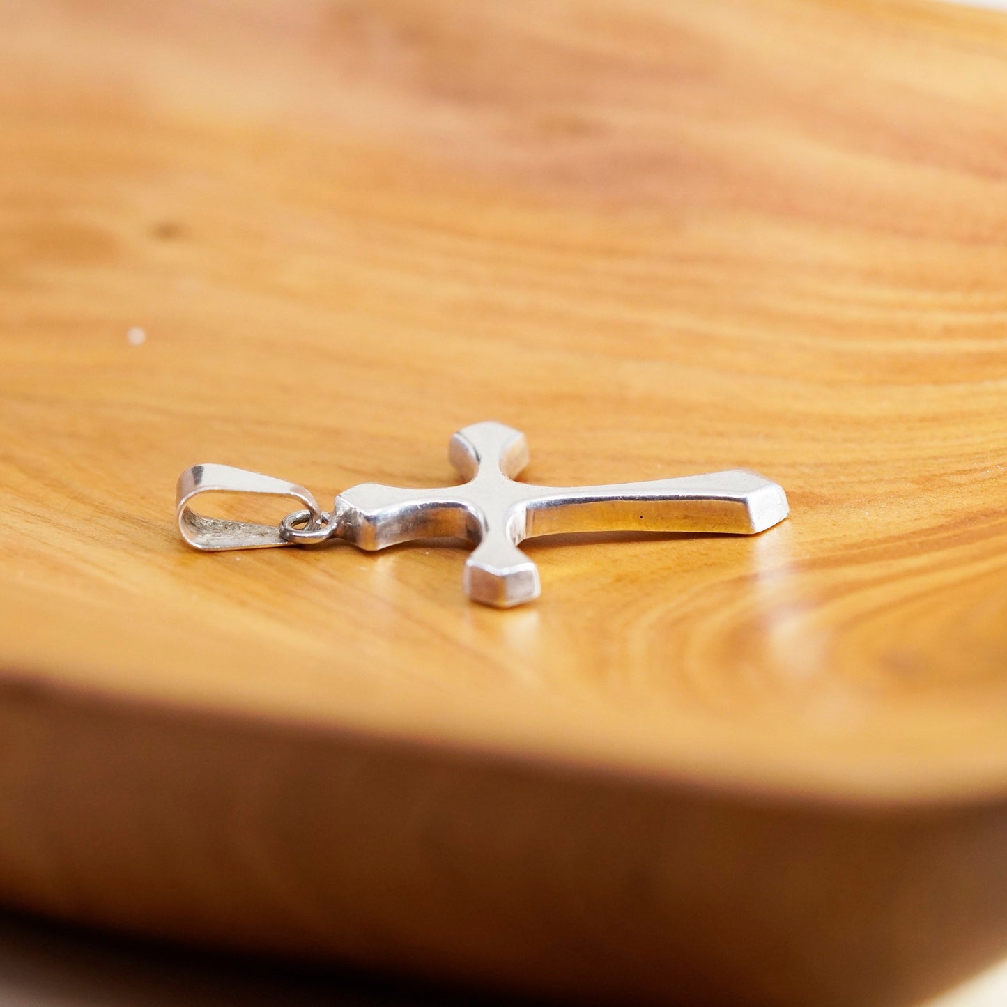 Vintage Mexico Sterling silver handmade pendant, modern 925 cross