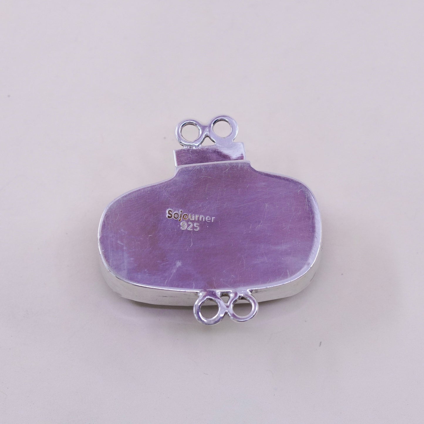 vintage 925 Sterling 925 silver handmade bracelet closure with carved fluorite