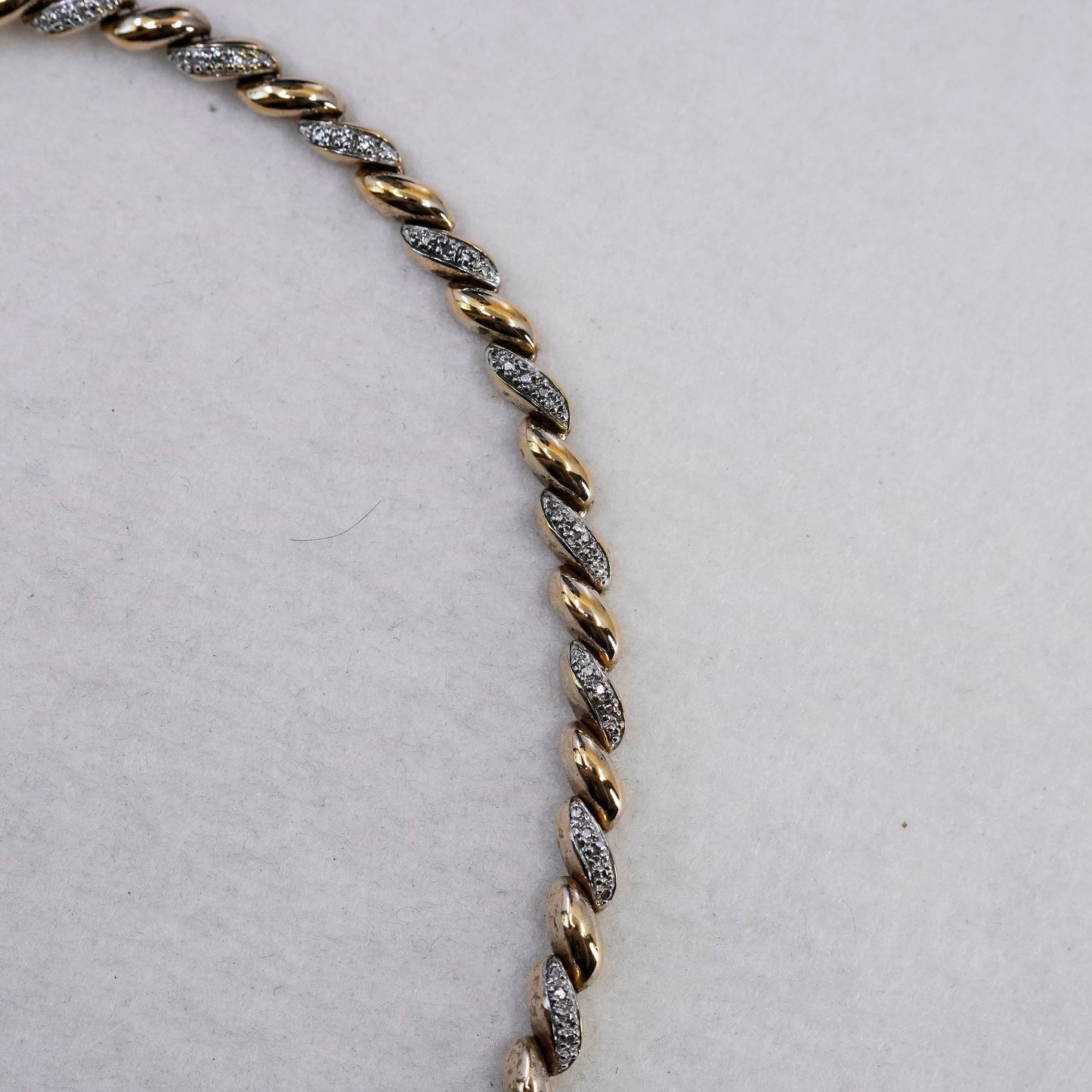 18”, vtg vermeil gold over Sterling 925 silver San Marco chain tennis necklace