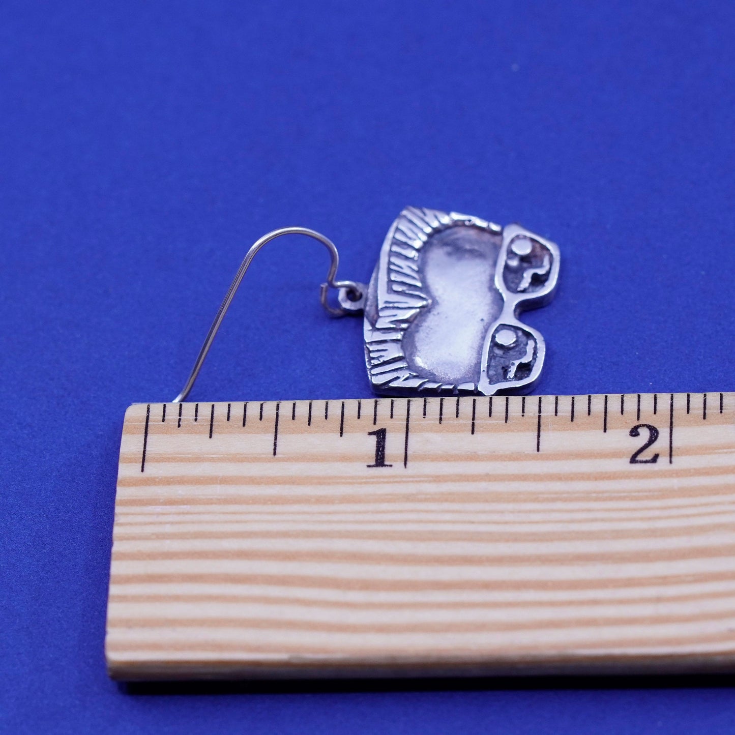 sterling 925 silver earrings, comic book figure forehead with sunglasses