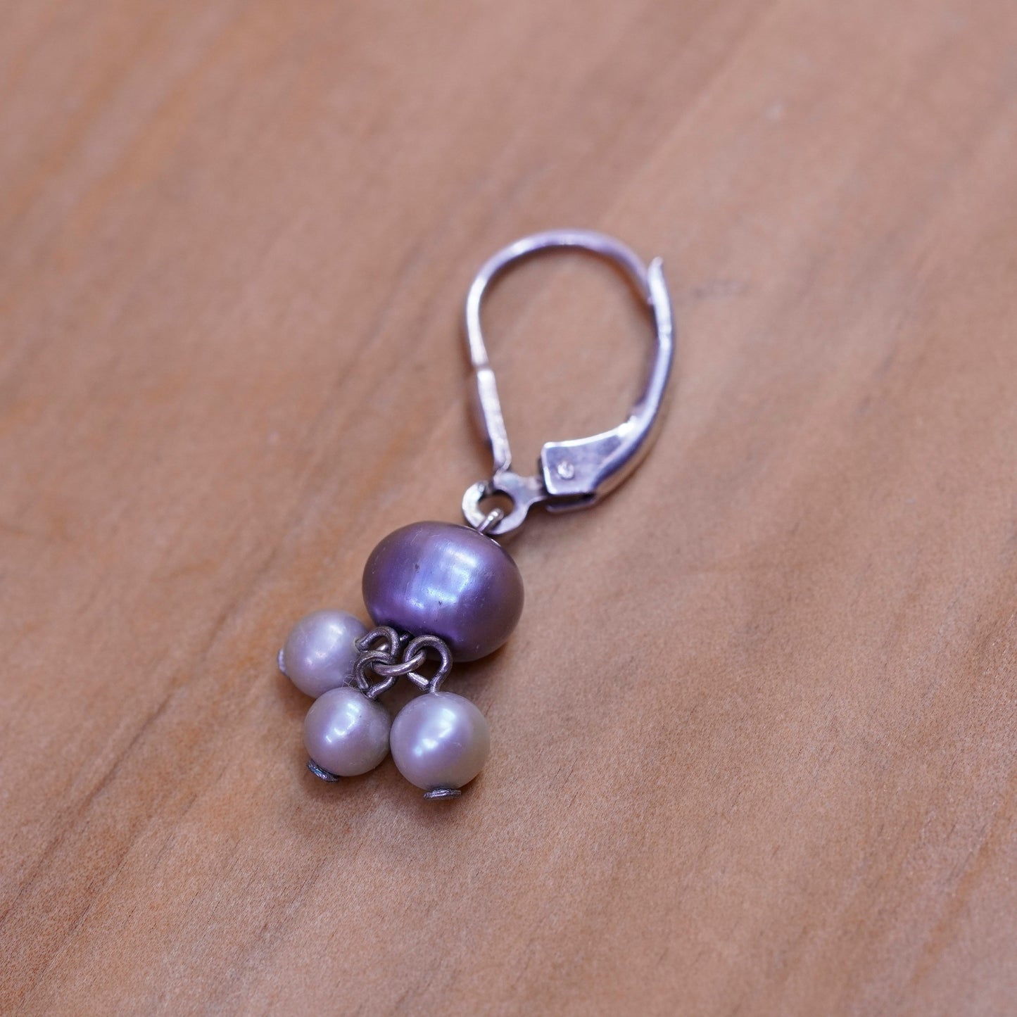 Vintage Sterling 925 silver Handmade earrings with cluster pearl