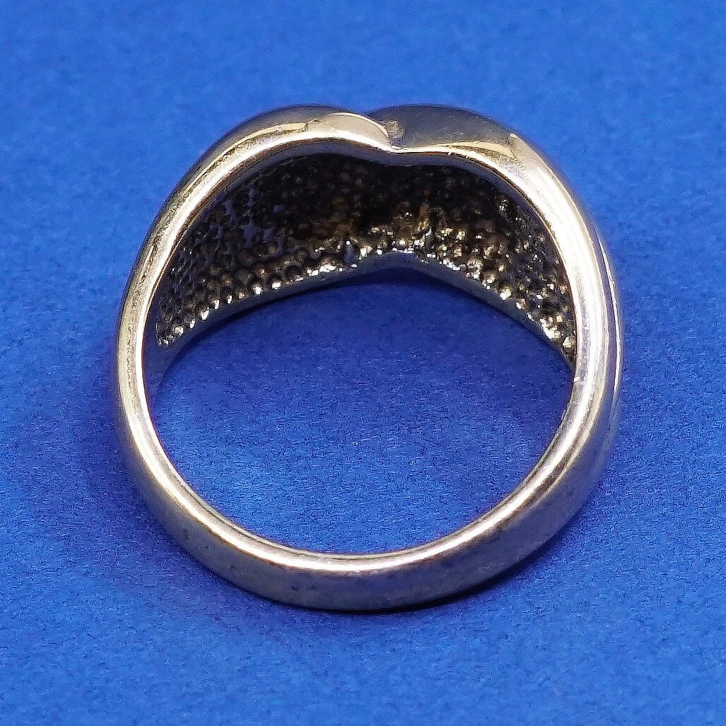 Size 7.5, vtg gold over sterling silver handmade ring, statement ribbed ring