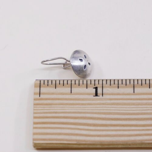 Vtg Mexico Sterling Silver Handmade Earrings, 925 Silver Sand Dollar Dangles