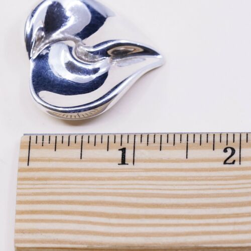 Vintage airess Sterling silver handmade brooch, Modern Puffy 925 heart pin