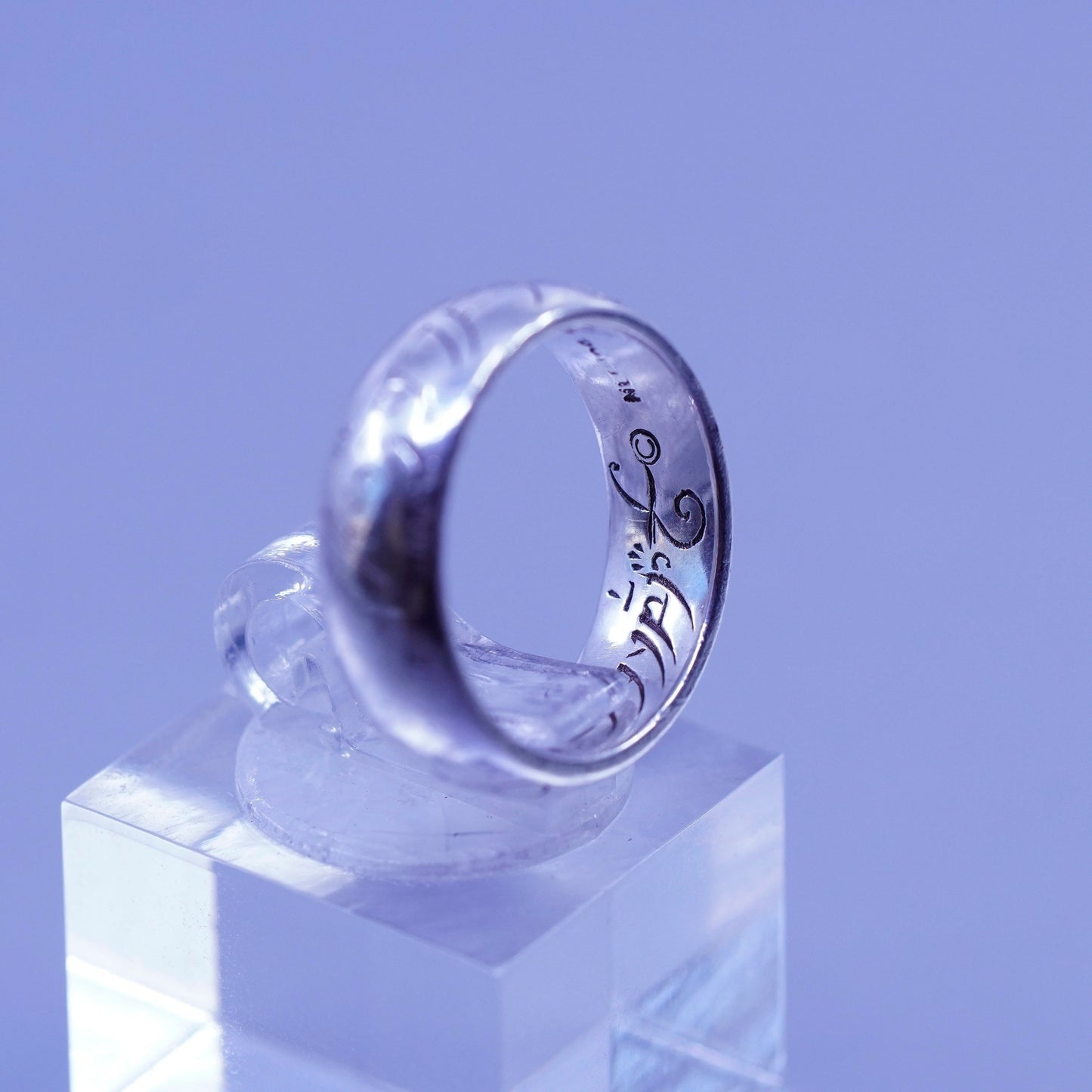 sz 5.25, southwestern Sterling 925 silver inspirational ring, band embossed