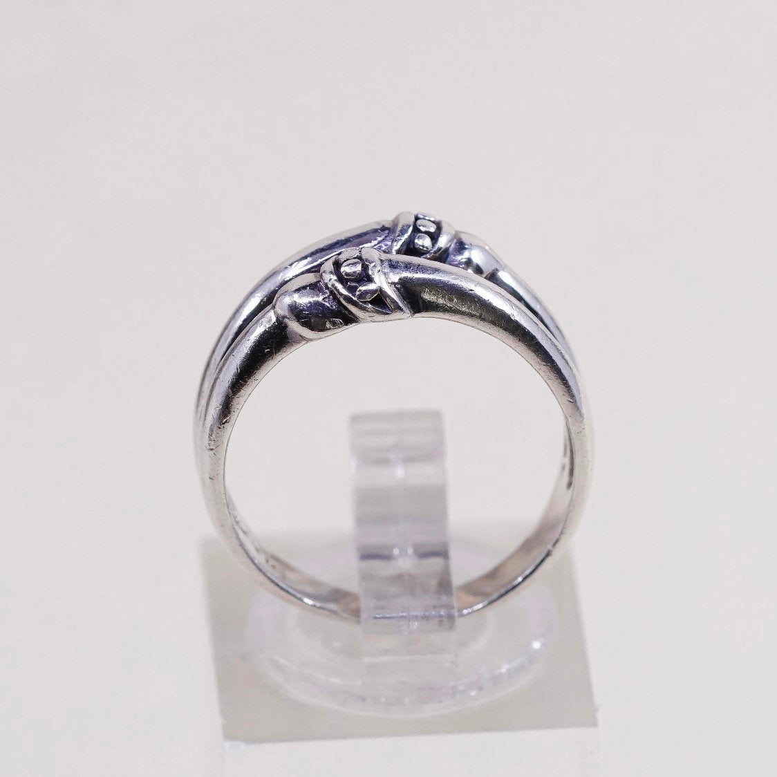sz 7, vtg Sterling silver handmade ring, 925 beads band, stamped 925 TH