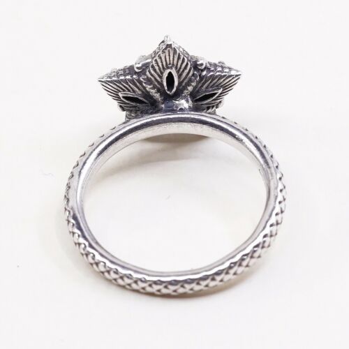 Sz 7.25, Sterling Silver handmade Ring, 925 Star W/ Crystal n 14K Gold Accent