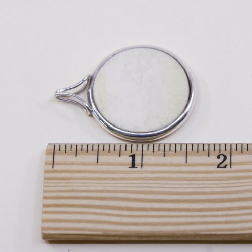 Vtg ARNE JOHANSEN Denmark sterling 925 Silver Pendant W/ Round White Agate