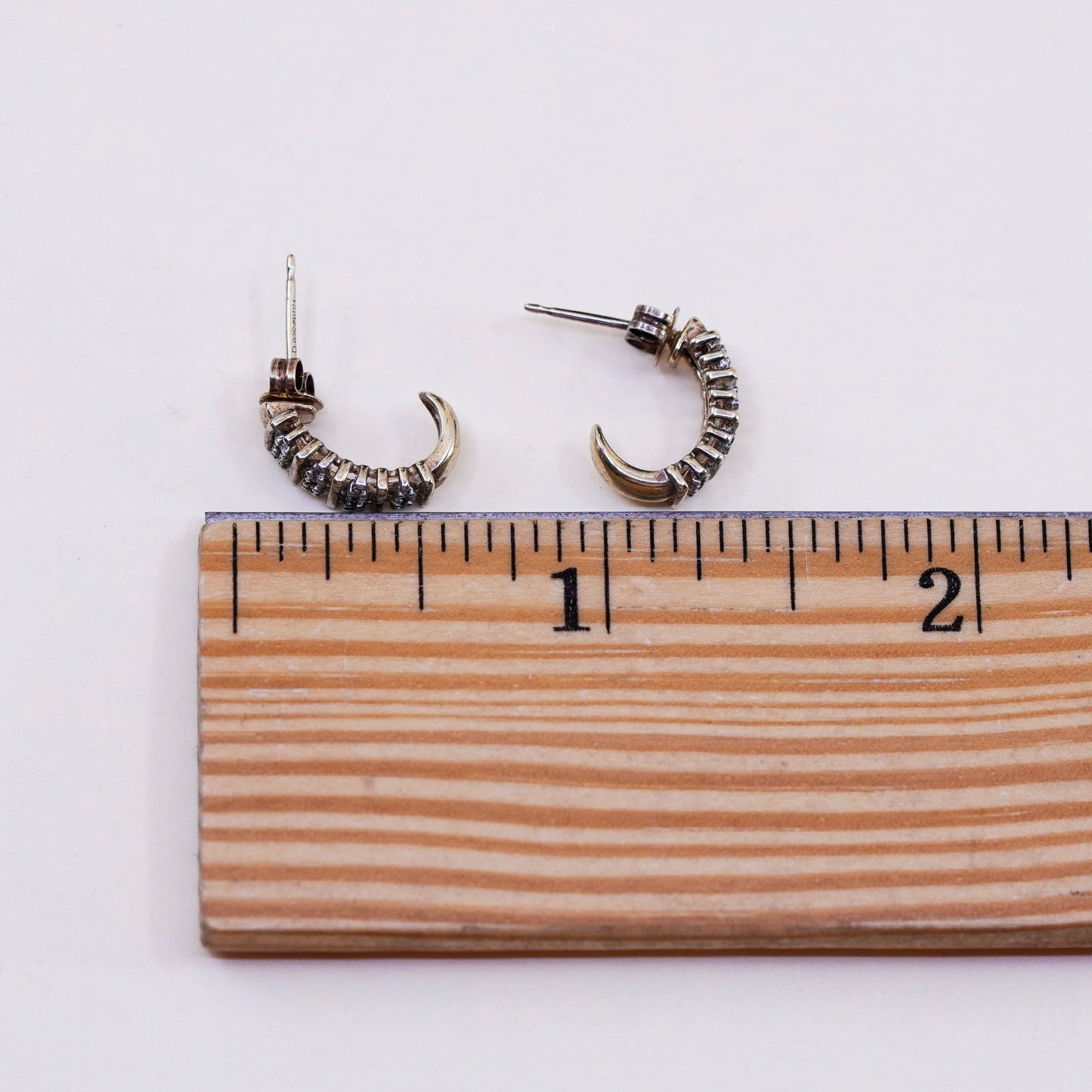 0.5”, vermeil gold over sterling silver earrings, 925 hoops huggie real diamond