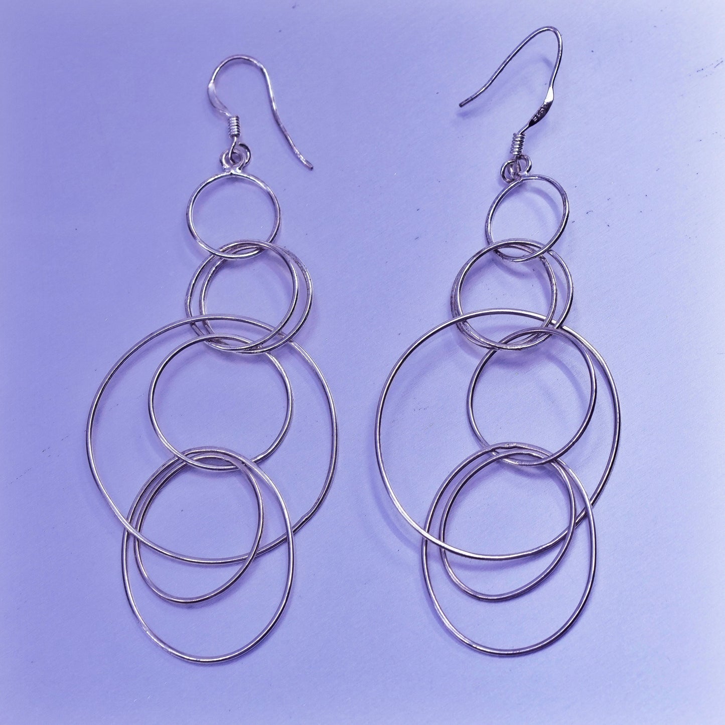 Vintage Sterling 925 silver handmade entwined circle earrings