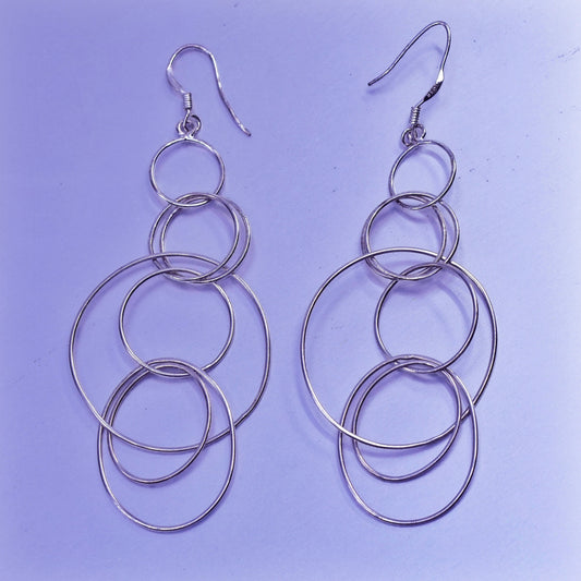 Vintage Sterling 925 silver handmade entwined circle earrings